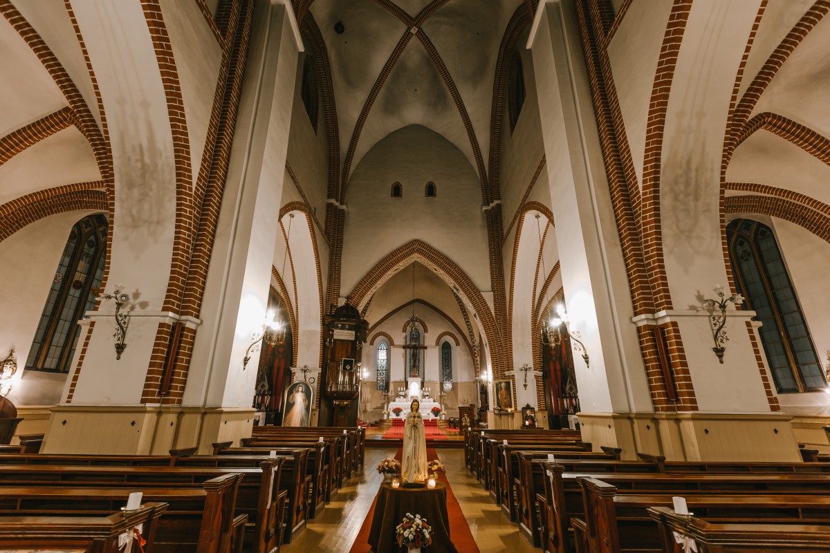 The contemporary interior of St Jacob’s in Riga 